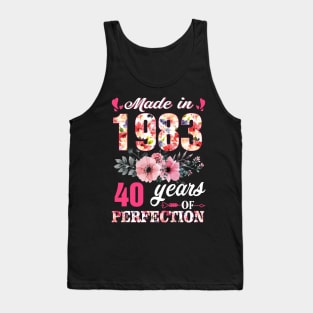 Made In 1983 Floral 40 Years Of Being Perfection Tank Top